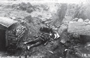 British dead from the 62nd (West Riding) Division left behind in the German trenches after one of the failed attacks at The Battle of Arras. Courtesy of Paul Reed at www.greatwarphotos.com